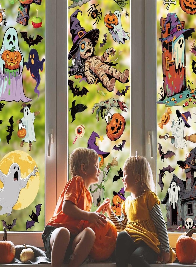 FCZon Star 9 Sheets Halloween Window Stickers, Double Side Window Clings Decals for Party Decoration, Indoor & Outdoor Home Decor, Halloween Decorations, Ghosts, Pumpkins, Bats and Zombies - Image 2